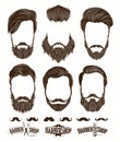 Hairstyle and beard hipster fashion, Barbershop Emblems