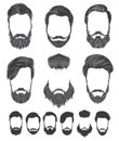 Hairstyle and beard hipster fashion, set vector illustrations Royalty Free Stock Photo