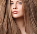 Hairstyle, beauty and hair care, beautiful woman with long natural brown hair, glamour portrait for hair salon and