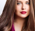 Hairstyle, beauty and hair care, beautiful woman with long natural brown hair, glamour portrait for hair salon and