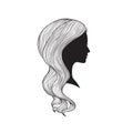 Hairstyle. beauty salon banner. Woman with beautiful hair. Girl profile silhouette with long hair over white background Royalty Free Stock Photo