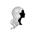 Hairstyle. beauty salon banner. Woman with beautiful hair. Girl profile silhouette with long hair over white background Royalty Free Stock Photo