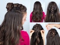 Hairstyle bun with plait tutorial Royalty Free Stock Photo