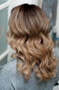 Hairstyle female curls on dark hair up