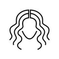 Hairstyle logo thin lines. face and wavy hairstyle silhouette. curly hair icon vector. barbershop emblem. cosmetics hair