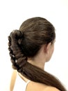 Hairstyle on long hair, braiding Royalty Free Stock Photo