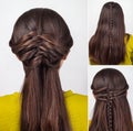 Hairstyle for long hair tutorial Royalty Free Stock Photo