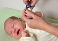 Hairstyle of nails on hands at the baby Royalty Free Stock Photo