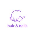 Hairstyle and nails studio linear logo template.