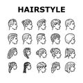 hairstyle portrait hair fashion icons set vector Royalty Free Stock Photo