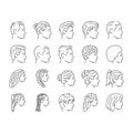 hairstyle portrait hair fashion icons set vector Royalty Free Stock Photo