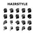 hairstyle portrait hair fashion icons set vector Royalty Free Stock Photo