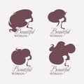 Hairstyle. Set of four silhouettes of female vector heads.