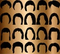 Hairstyle silhouettes. A great creative black hair styling kit for men. Black and white background