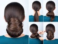 Hairstyle tutorial twisted bun Royalty Free Stock Photo