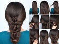 Hairstyle twisted plait tutorial Royalty Free Stock Photo