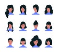 Hairstyles. Different types of hairs beauty salon models hairs of kids male and female stylish portraits garish vector templates Royalty Free Stock Photo