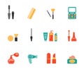 Hairstyling and makeup flat icons