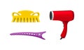 Hairstyling Tool with Hair Dryer and Hair Crab for Doing Hair Vector Set