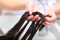 Hairstylist washing woman hair. Hairdressing beauty salon Royalty Free Stock Photo