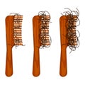 Hairy combs showing stages of hair loss