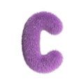 Hairy font, furry alphabet, 3d rendering, letter C Royalty Free Stock Photo