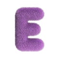 Hairy font, furry alphabet, 3d rendering, letter E Royalty Free Stock Photo