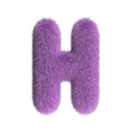Hairy font, furry alphabet, 3d rendering, letter H Royalty Free Stock Photo