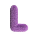 Hairy font, furry alphabet, 3d rendering, letter L Royalty Free Stock Photo