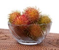 Hairy Fruit Rambutan Indonesia in glass bowl