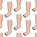 Hairy legs seamless doodle pattern