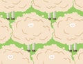 Hairy sheep flock seamless pattern. Shaggy lamb herd background.