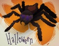 Hairy Spider with its Cobweb celebrating Halloween, Vector Illustration Royalty Free Stock Photo