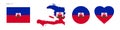 Haiti flag in different shapes icon set. Flat vector illustration Royalty Free Stock Photo