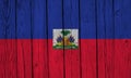 Haiti Flag Over Wood Planks