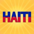 Haiti flag text with sunburst illustration