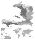Haiti - highly detailed black and white map. Royalty Free Stock Photo