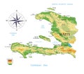 Haiti-highly detailed physical map Royalty Free Stock Photo