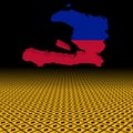 Haiti map flag with hurricane warning sign foreground illustration