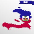 Haiti map with flag inside and ribbon