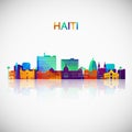 Haiti skyline silhouette in colorful geometric style.