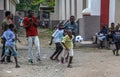 Haitian boys of all ages enjoy a game of soccer in rural northern Haiti.