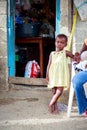 Haitian girl in refugee camp