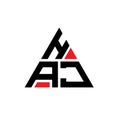 HAJ triangle letter logo design with triangle shape. HAJ triangle logo design monogram. HAJ triangle vector logo template with red Royalty Free Stock Photo