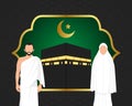 Hajj Mabrour background with Kaaba, men and women Royalty Free Stock Photo