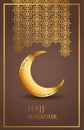 Hajj mabrour celebration with golden crescent moon Royalty Free Stock Photo