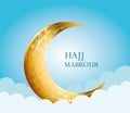 Hajj mabrour celebration with golden moon crescent Royalty Free Stock Photo