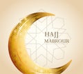 Hajj mabrour celebration with golden moon crescent Royalty Free Stock Photo