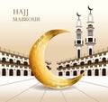 Hajj mabrour celebration with golden moon crescent Royalty Free Stock Photo