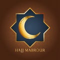 Hajj mabrour celebration with golden moon crescent Royalty Free Stock Photo